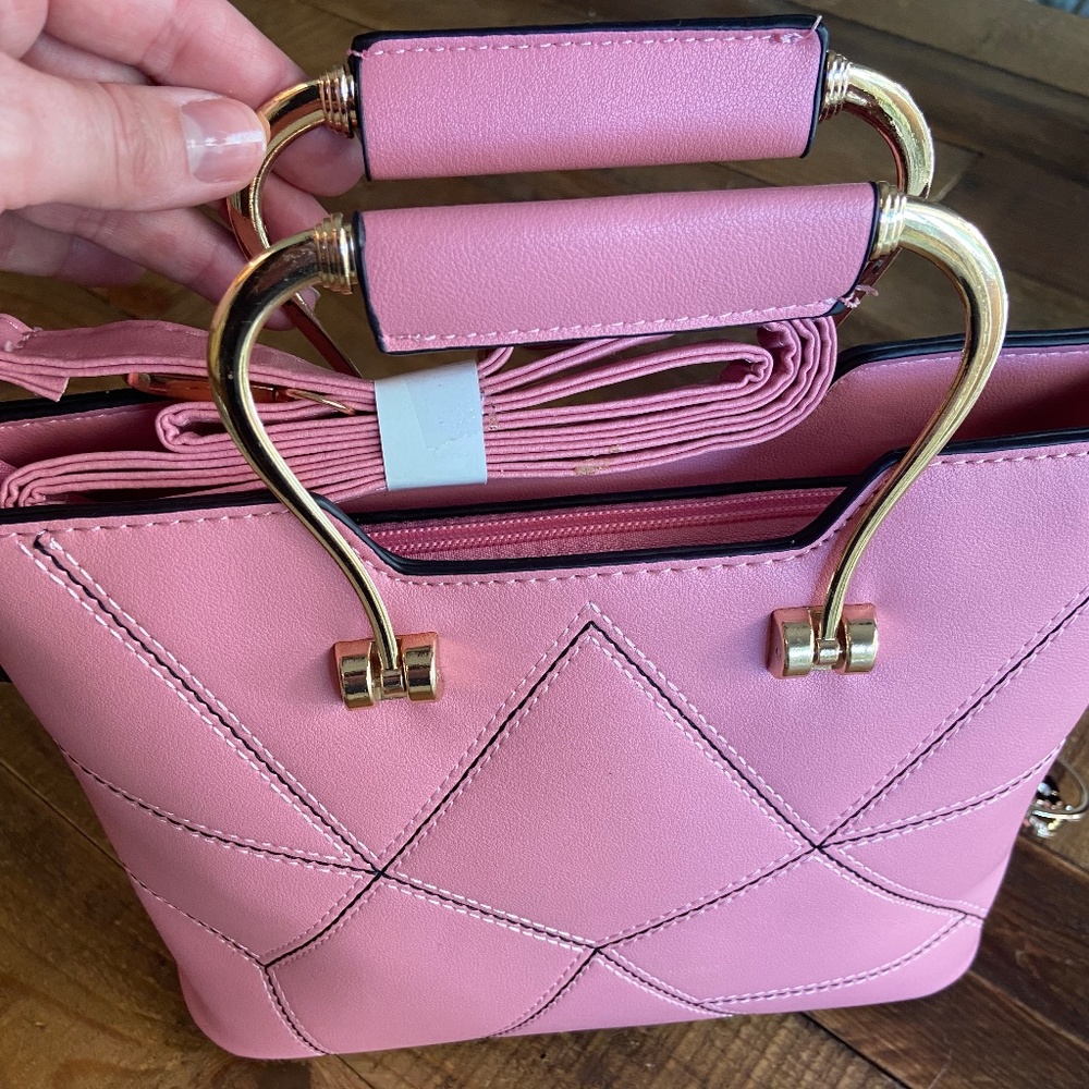Brand new Pink cross body purse rose gold handles